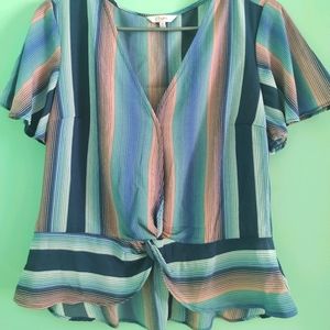 Short sleeve V-neck blouse